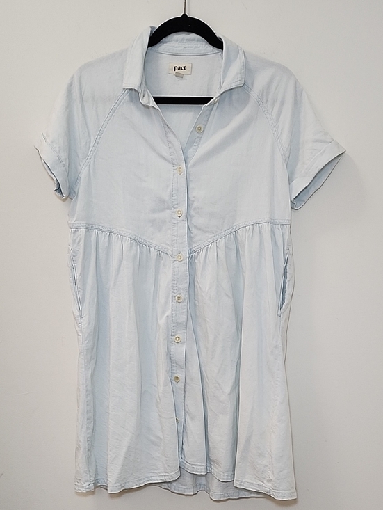 Pact Dresses & Skirts - Pact Denim Chambray Shirt Dress 100% Organic Cotton Mini Button Down Size S